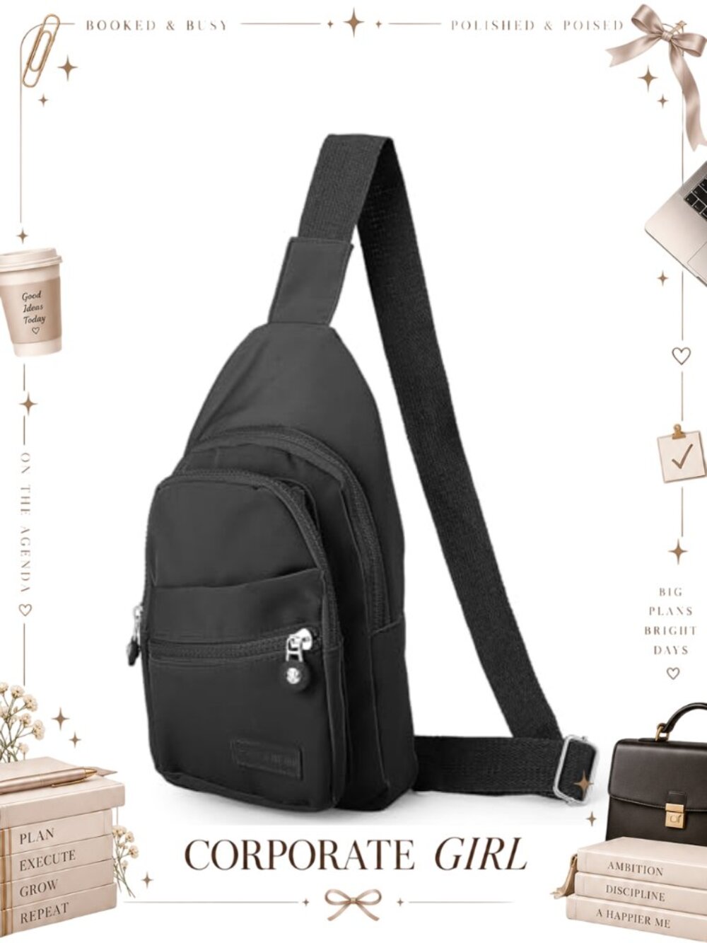 Anti-Theft Sling Bag Crossbody Chest Bag Waterproof Nylon Large Capacity Casual
